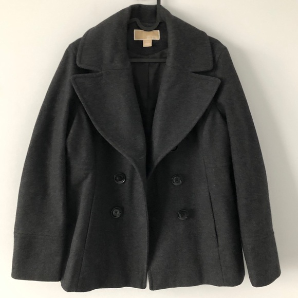 Michael Kors Grey Wool Blend Pea Coat - Picture 3 of 7